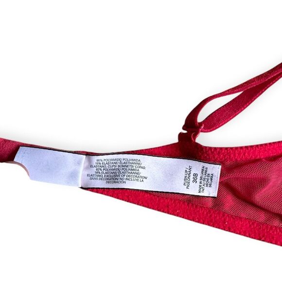 VICTORIA’S SECRET Women’s Red Lace Overlay Push-Up Bra Size 36B - Picture 4 of 4